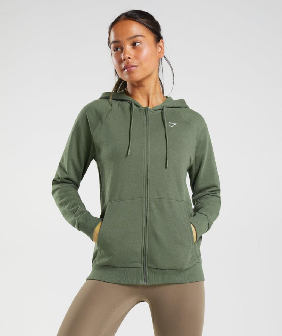 Sudadera Con Capucha Gymshark Entrenamiento Zip Mujer Verde Oliva | CO 2015AHK